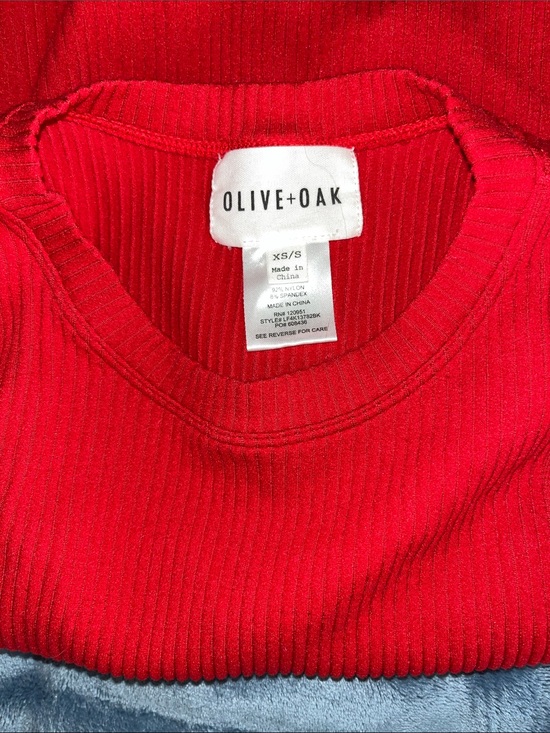 Olive & Oak Tops - Olive & Oak Vibrant Red Ribbed Crewneck Top